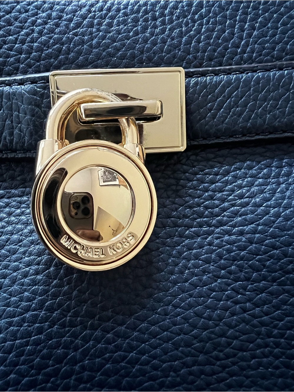 Michael Kors Navy Leather Crossbody Bag Gold Hardware - Picture 3 of 13